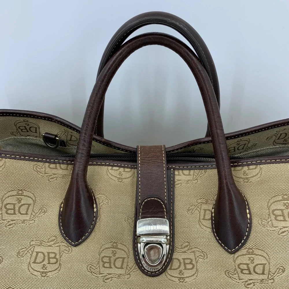 Y2K Dooney Bourke Signature DB Monogram Double Handle Tote Satchel Luxury Purse
